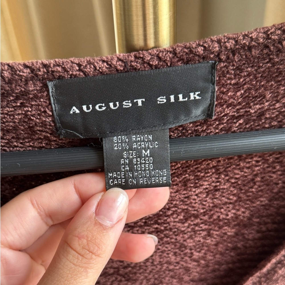 August Silk Women's Burgundy Cardigan - Picture 3 of 7